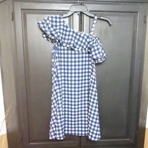Blue and white check dress